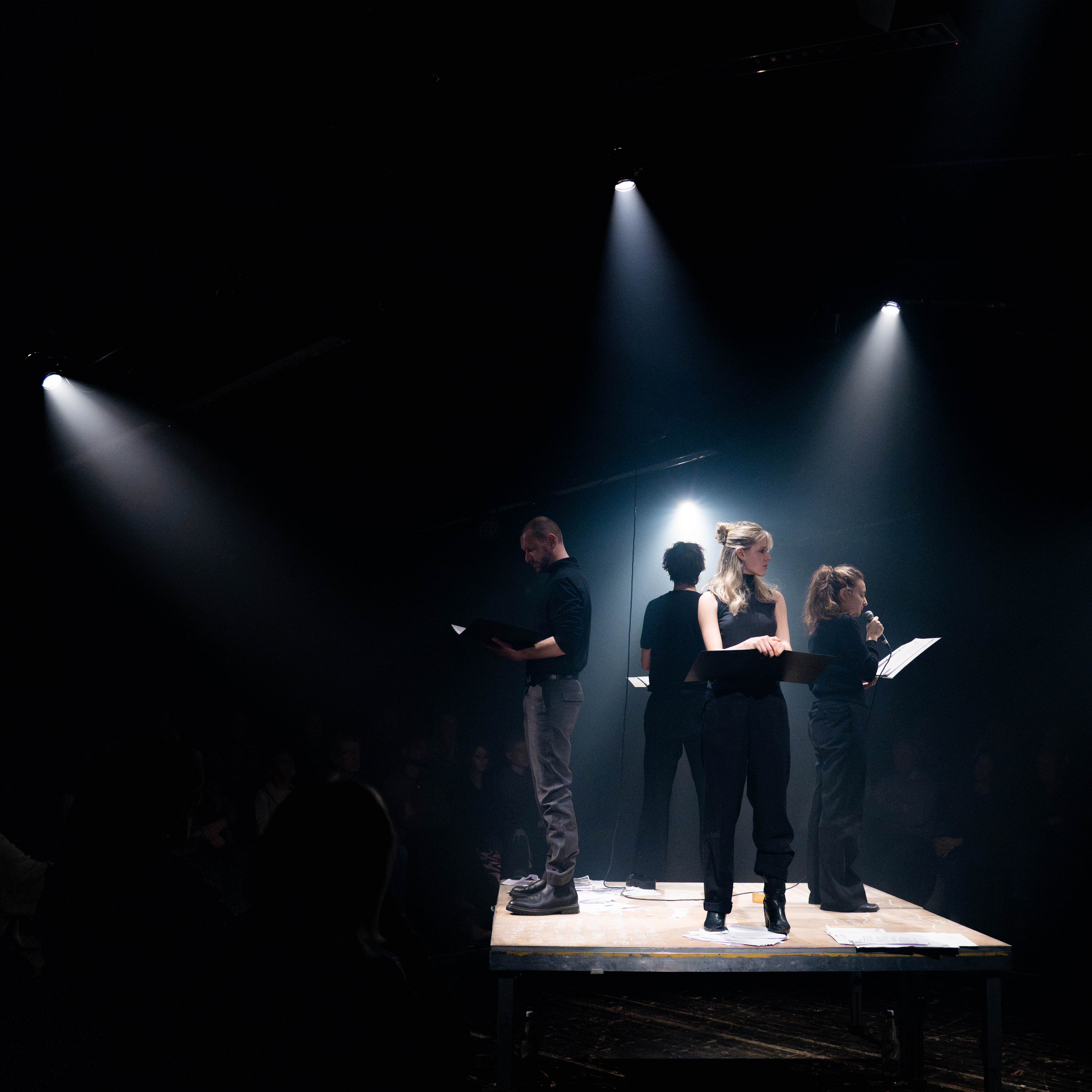 Lena Chalupka, Lena Pöltl, Gerd Wilfing, Thorsten Zerha, in „Koralm Partisanen" von Lukas Michelitsch, Foto: Marco Pessel
